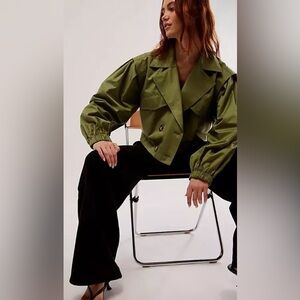 Free People Women’s Looking Glass Trench Coat in Loden Green Size m